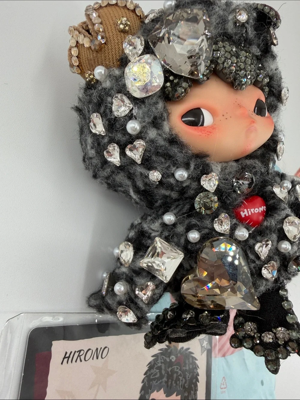 Authentic POP MART HIRONO My Deepest Secret OOAK Hand-Embellished 🖤💎Bag Charm